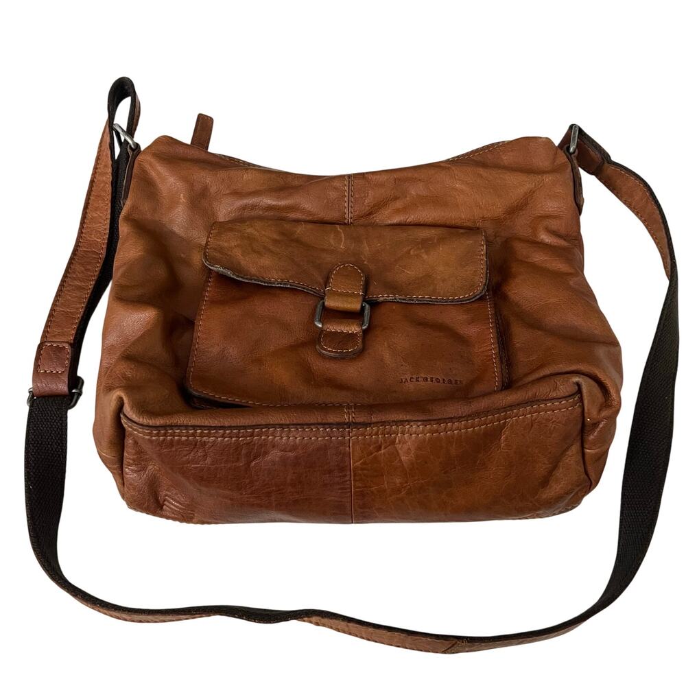 Jack Georges Voyager Collection Hobo Bag Purse Brown Leather Shoulder Strap